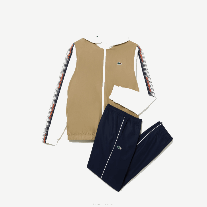 homens Lacoste bege azul marinho branco 8x2 conjunto de tênis regular fit jogger 08D0342