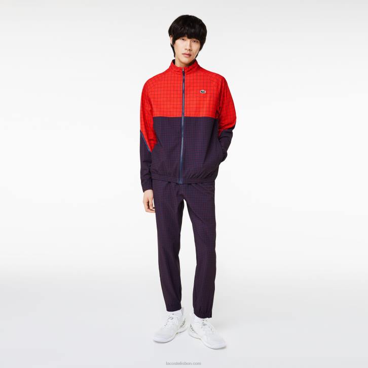 homens Lacoste bqs azul marinho vermelho conjunto jogger tênis x novak djokovic 08D0268