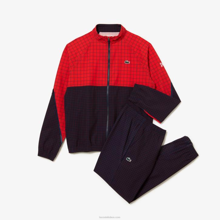 homens Lacoste bqs azul marinho vermelho conjunto jogger tênis x novak djokovic 08D0268