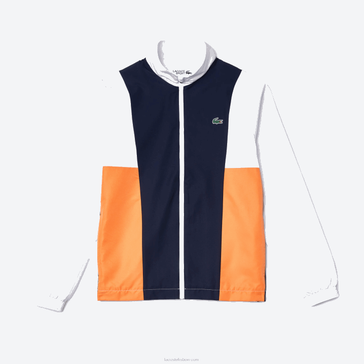 homens Lacoste branco laranja azul marinho 8ty agasalho colorblock de marca esportiva 08D01156