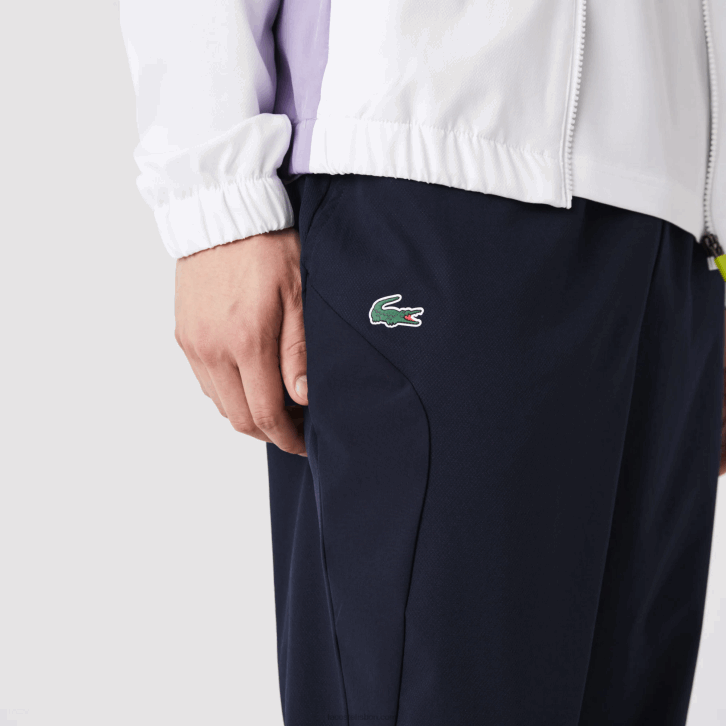 homens Lacoste branco roxo azul marinho y03 agasalho esportivo color block para tênis 08D0996