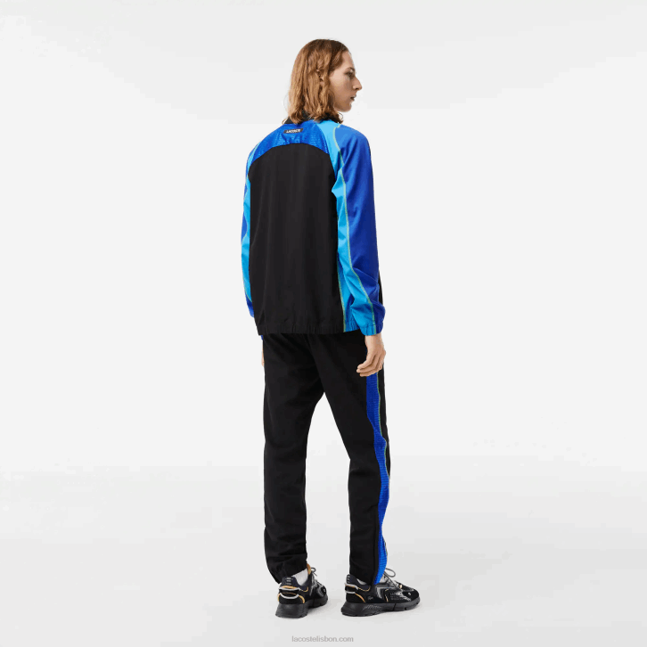 homens Lacoste preto azul amarelo ayf conjunto jogger gola alta tênis 08D028