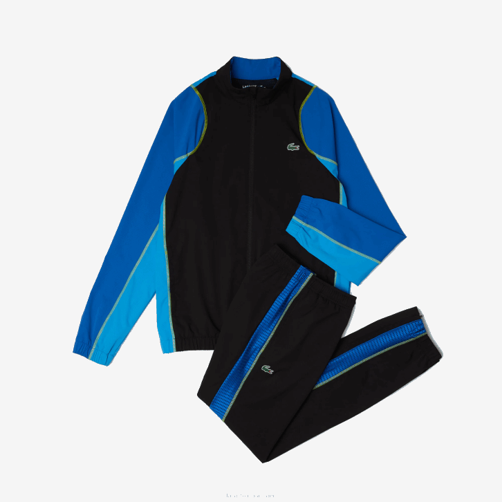 homens Lacoste preto azul amarelo ayf conjunto jogger gola alta tênis 08D028