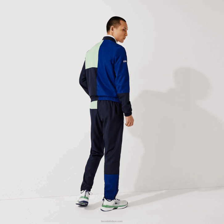 homens Lacoste verde azul marinho branco cn1 agasalho esporte colorblock 08D01201