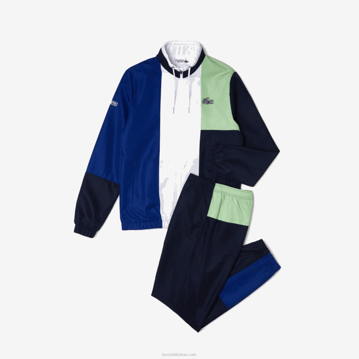 homens Lacoste verde azul marinho branco cn1 agasalho esporte colorblock 08D01201