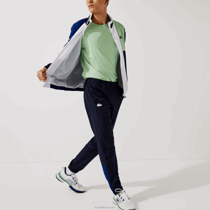 homens Lacoste verde azul marinho branco cn1 agasalho esporte colorblock 08D01201
