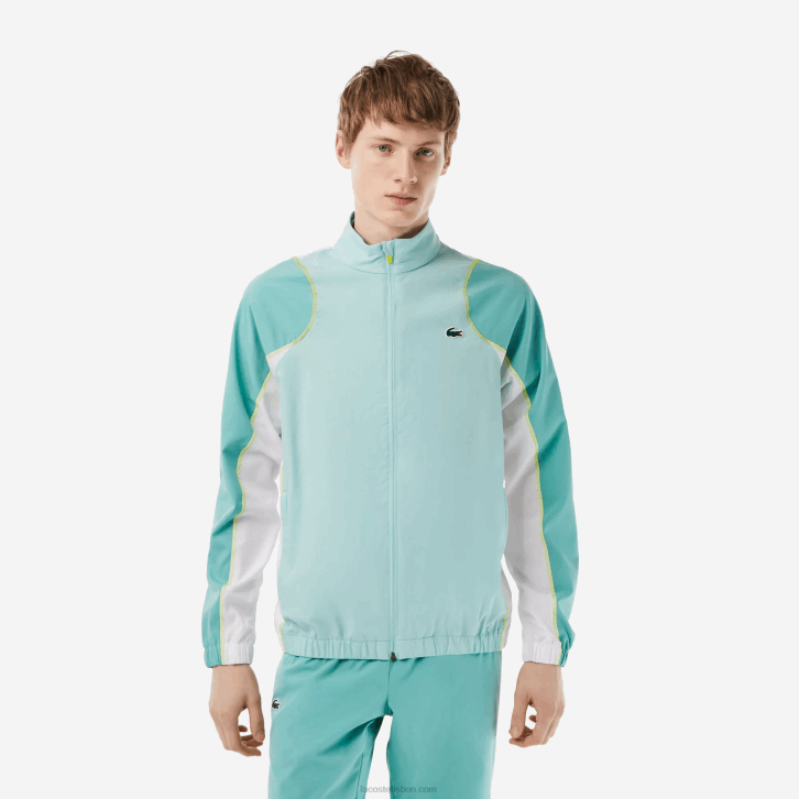 homens Lacoste verde claro branco amarelo xia conjunto jogger gola alta tênis 08D027