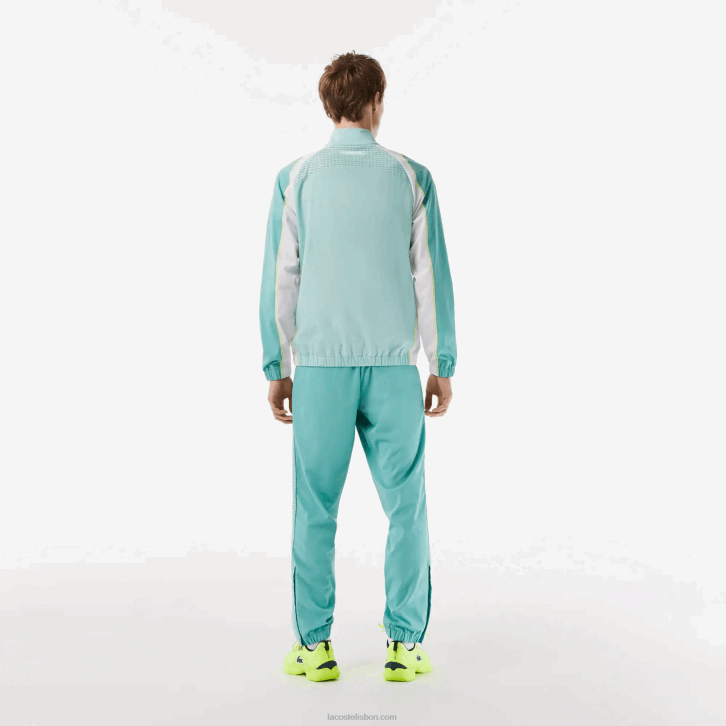 homens Lacoste verde claro branco amarelo xia conjunto jogger gola alta tênis 08D027