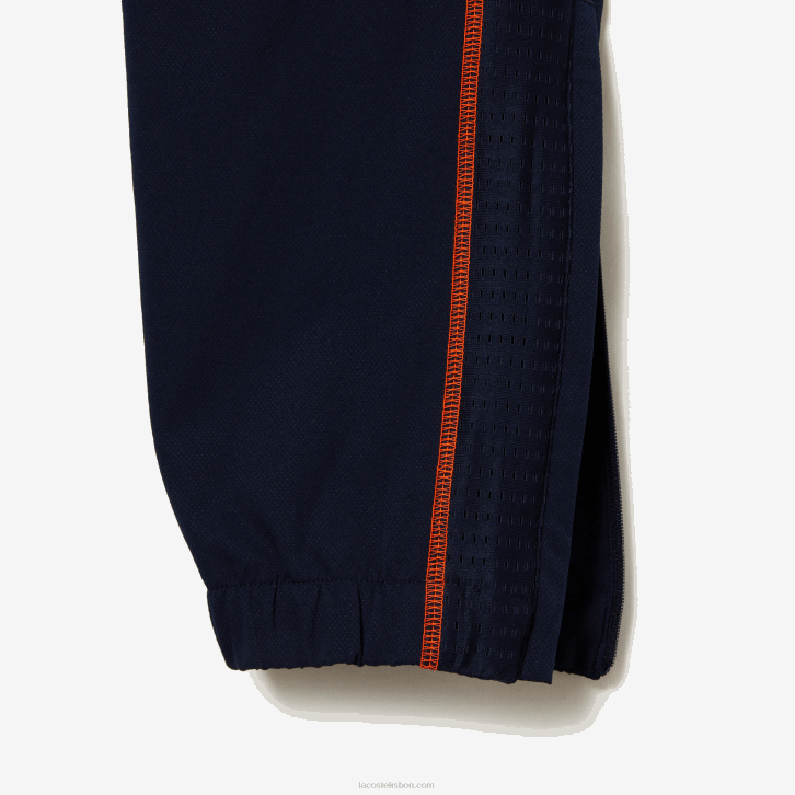 homens Lacoste xig laranja azul marinho conjunto jogger gola alta tênis 08D029