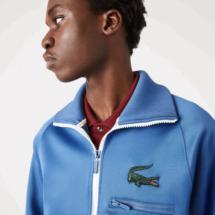 homens Lacoste azul hn8 Jaqueta crocodilo gola alta com zíper 08D01203