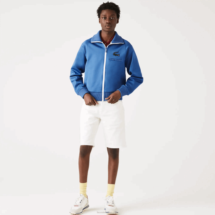 homens Lacoste azul hn8 Jaqueta crocodilo gola alta com zíper 08D01203
