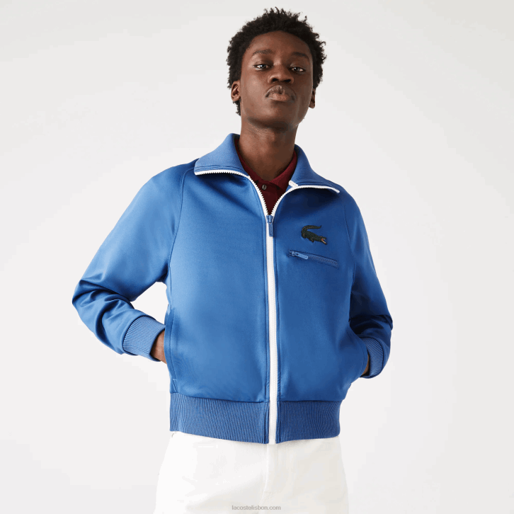 homens Lacoste azul hn8 Jaqueta crocodilo gola alta com zíper 08D01203