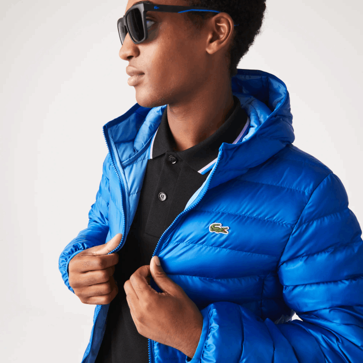 homens Lacoste azul k1q jaqueta acolchoada com capuz 08D01264