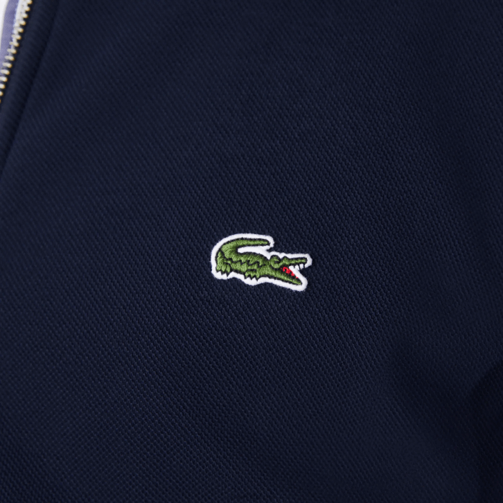 homens Lacoste azul marinho 166 jaqueta de lã piquê com gola alta com zíper 08D01035