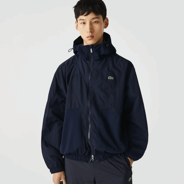 homens Lacoste azul marinho 5fs Jaqueta com zíper colorblock com logo gráfico vivo 08D01315