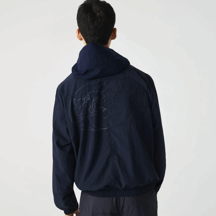 homens Lacoste azul marinho 5fs Jaqueta com zíper colorblock com logo gráfico vivo 08D01315