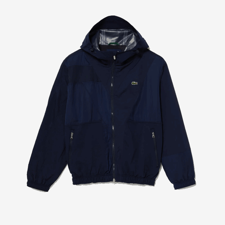 homens Lacoste azul marinho 5fs Jaqueta com zíper colorblock com logo gráfico vivo 08D01315