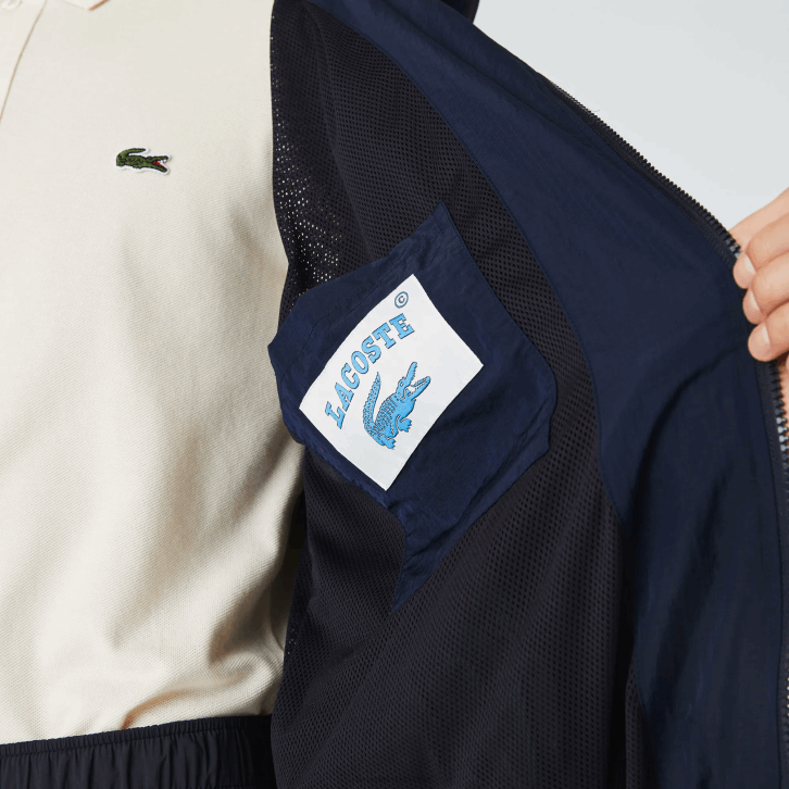 homens Lacoste azul marinho 5fs Jaqueta com zíper colorblock com logo gráfico vivo 08D01315