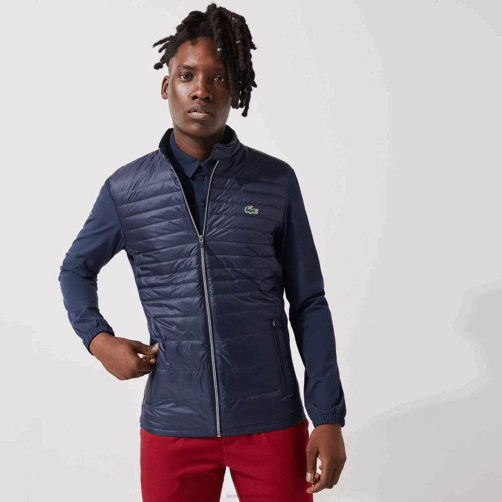 homens Lacoste azul marinho 5fs Jaqueta de golfe acolchoada leve e resistente à água esportiva 08D01302
