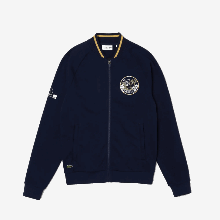 homens Lacoste azul marinho amarelo 144 miami open croc jaqueta gráfica 08D01173