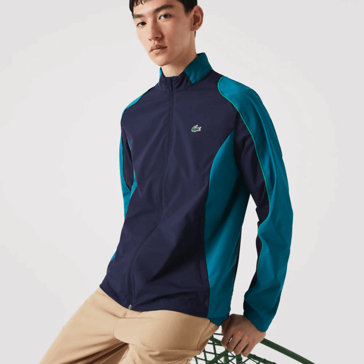 homens Lacoste azul marinho verde 6h2 jaqueta de golfe embalável esportiva 08D01277