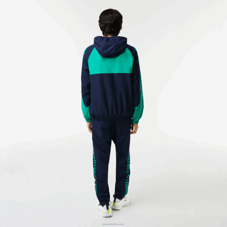 homens Lacoste azul marinho verde x1e jaqueta de tênis color block esportiva 08D01275