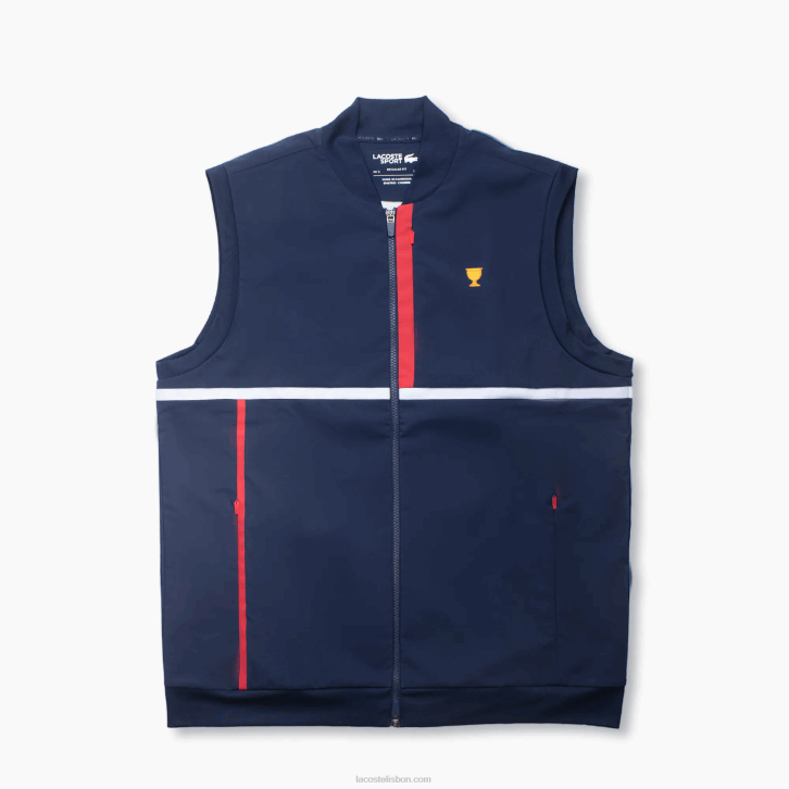 homens Lacoste azul marinho vermelho branco db3 jaqueta de banda de contraste esporte 08D01311