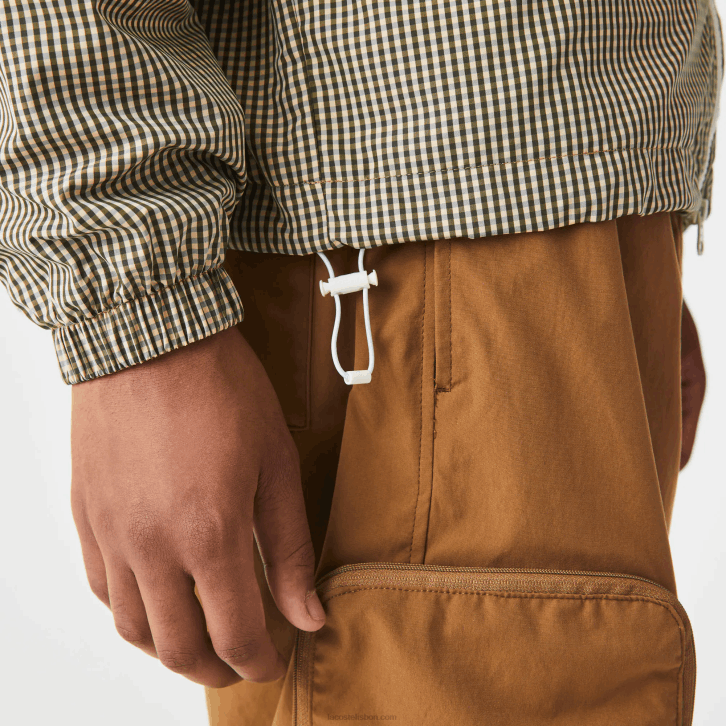 homens Lacoste bege marinho branco verde caqui 87e jaqueta de sarja xadrez com capuz 08D01232