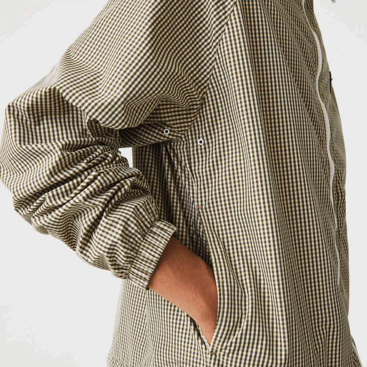 homens Lacoste bege marinho branco verde caqui 87e jaqueta de sarja xadrez com capuz 08D01232