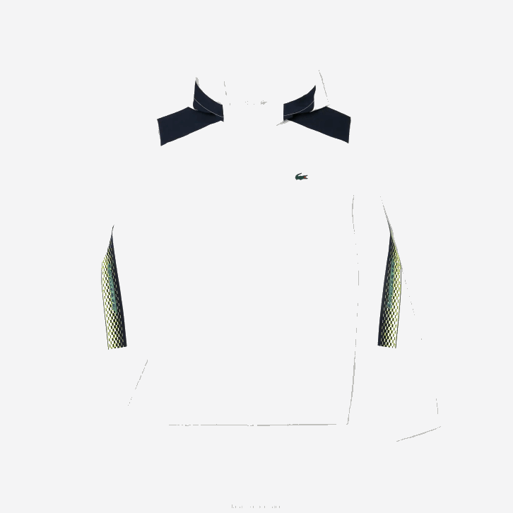homens Lacoste branco azul marinho amarelo x1i jaqueta de tênis com capuz de poliéster reciclado 08D0381