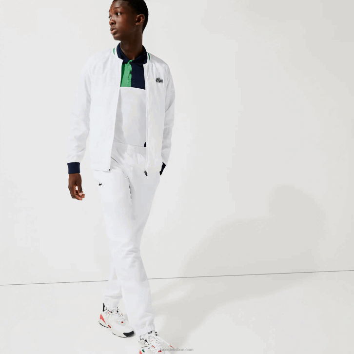 homens Lacoste branco azul marinho branco verde gqe jaqueta esportiva leve resistente à água 08D01321