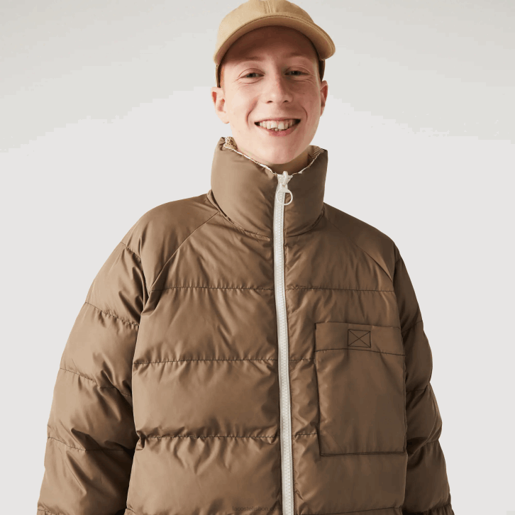 homens Lacoste branco bege 7dx jaqueta reversível repelente de água 08D01225