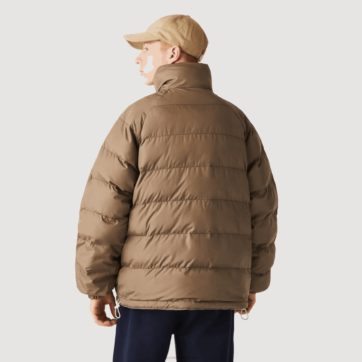 homens Lacoste branco bege 7dx jaqueta reversível repelente de água 08D01225