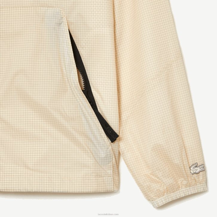 homens Lacoste branco preto aj8 casaco curto com capuz 08D0382