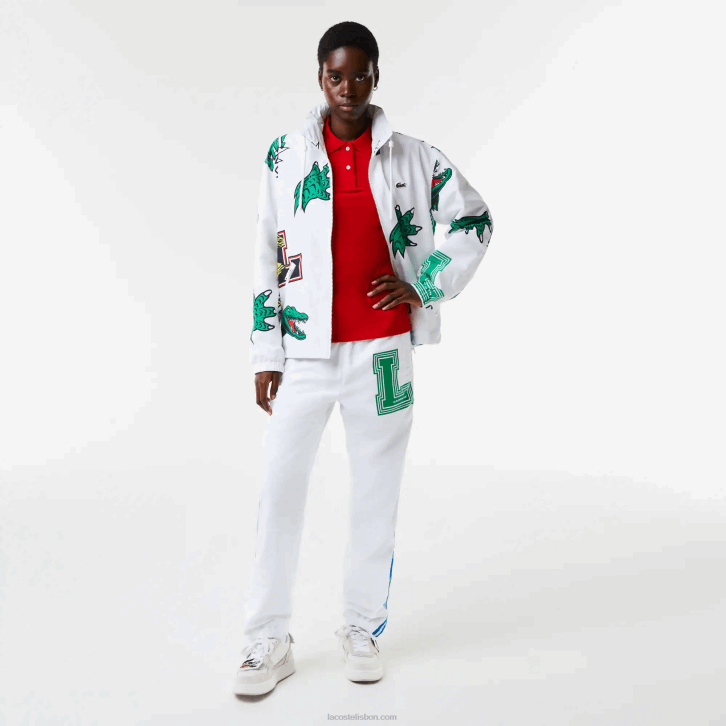 homens Lacoste branco sbh jaqueta de tafetá repelente de água 08D01245