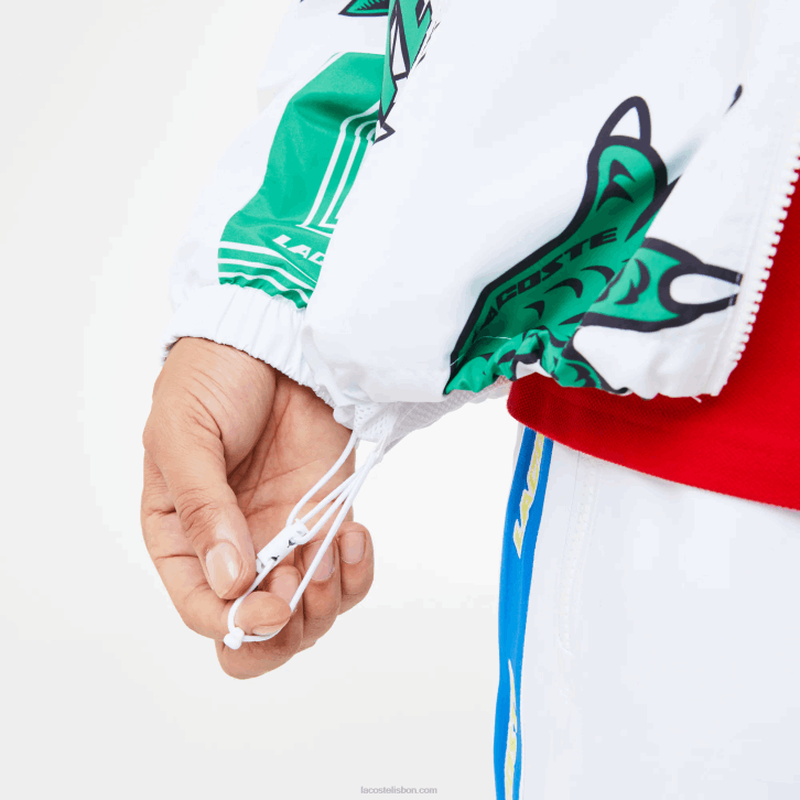 homens Lacoste branco sbh jaqueta de tafetá repelente de água 08D01245