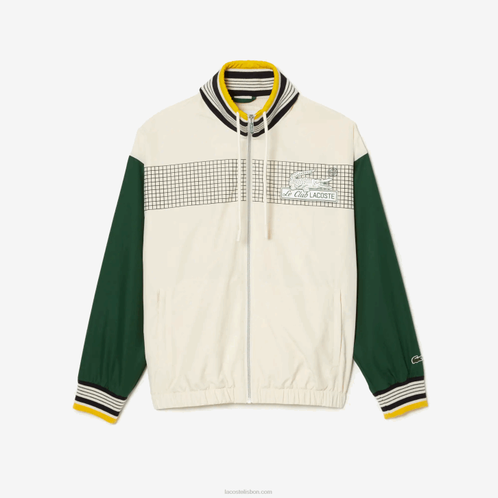 homens Lacoste branco verde pt2 jaqueta de poliéster reciclado 08D0391
