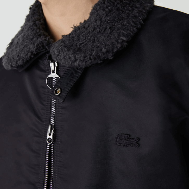 homens Lacoste cinza escuro azul marinho 2t9 Jaqueta bomber com gola sherpa 08D01214