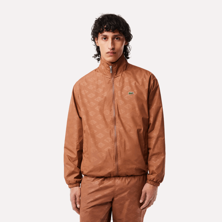 homens Lacoste lfa marrom claro jaqueta com estampa de monograma 08D0378