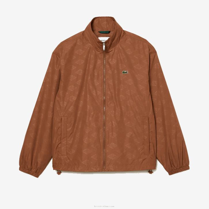homens Lacoste lfa marrom claro jaqueta com estampa de monograma 08D0378