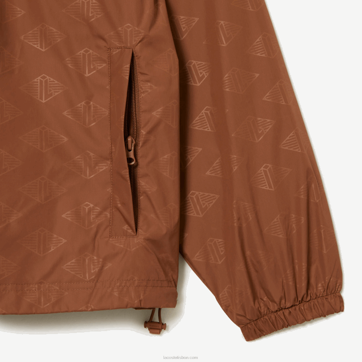 homens Lacoste lfa marrom claro jaqueta com estampa de monograma 08D0378
