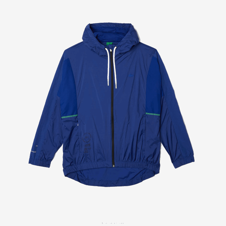 homens Lacoste mq preto azul jaqueta de zíper de náilon embalável esportiva 08D01306