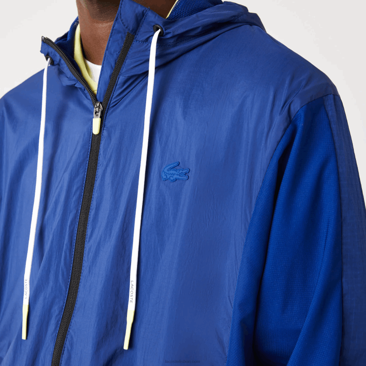 homens Lacoste mq preto azul jaqueta de zíper de náilon embalável esportiva 08D01306