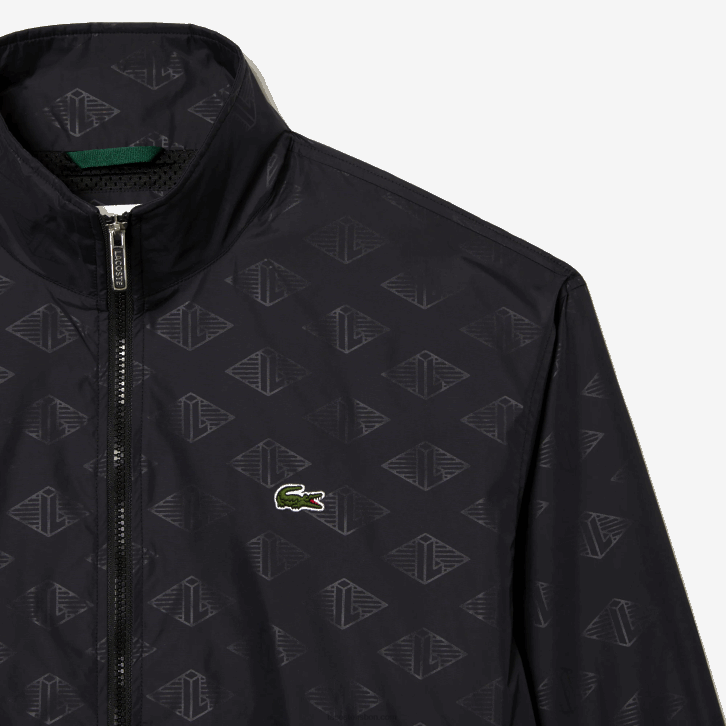 homens Lacoste preto 031 jaqueta com estampa de monograma 08D0377
