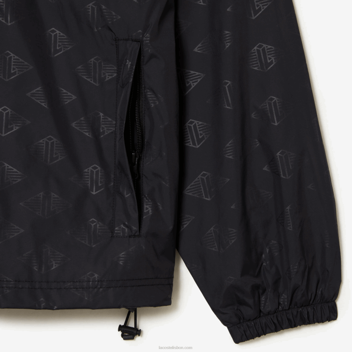 homens Lacoste preto 031 jaqueta com estampa de monograma 08D0377