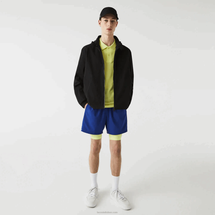 homens Lacoste preto 031 jaqueta curta com zíper resistente à água 08D01314