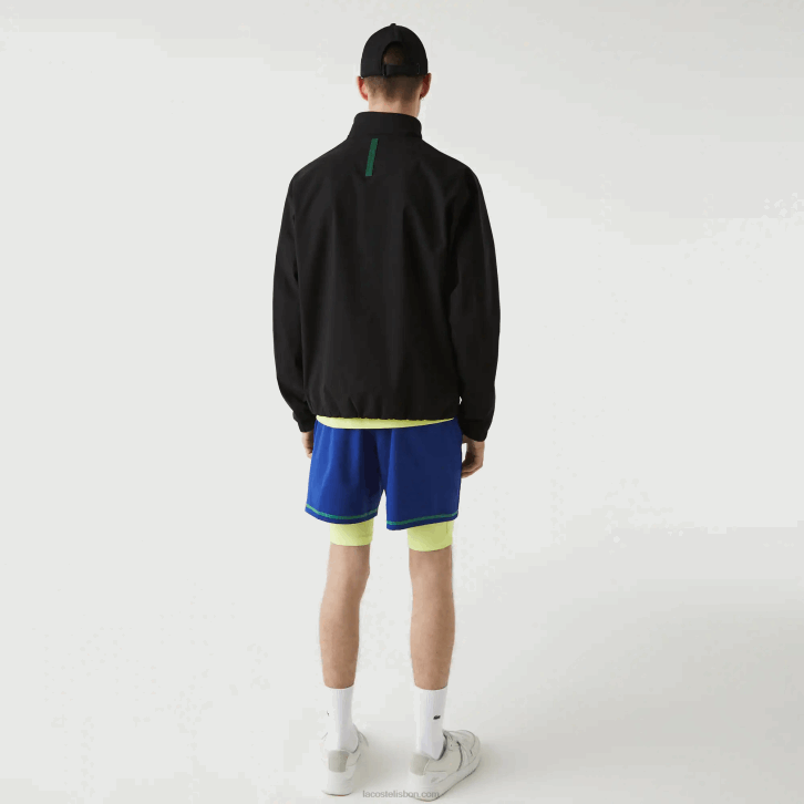 homens Lacoste preto 031 jaqueta curta com zíper resistente à água 08D01314