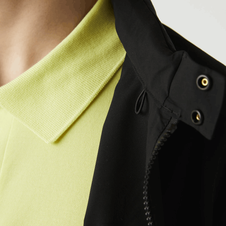 homens Lacoste preto 031 jaqueta curta com zíper resistente à água 08D01314