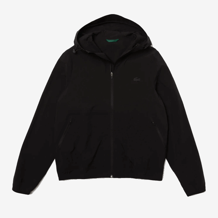 homens Lacoste preto 031 jaqueta leve com capuz e letras 08D01284