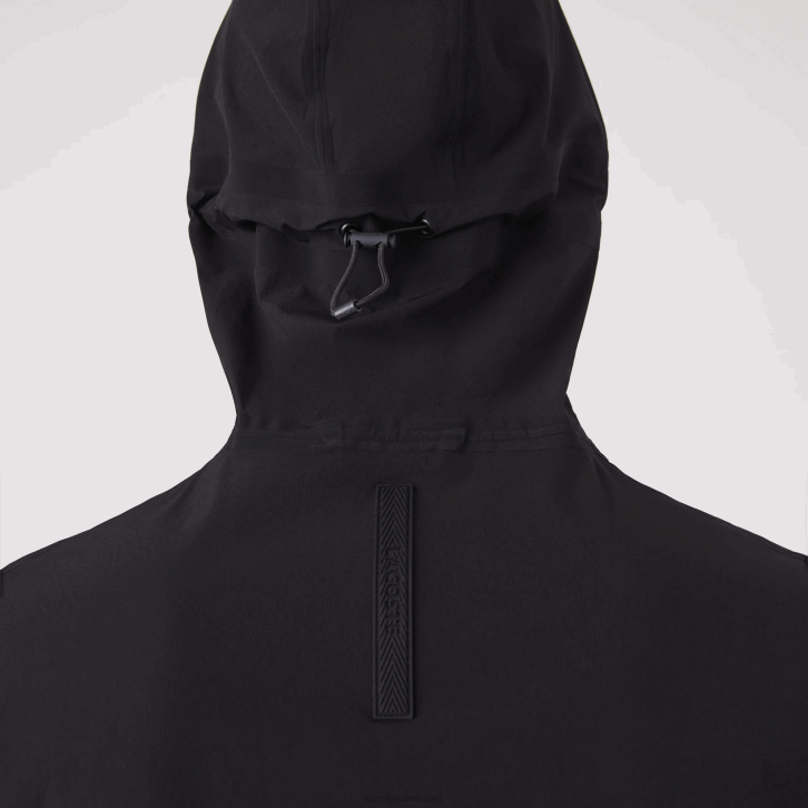 homens Lacoste preto 031 jaqueta leve com capuz e letras 08D01284